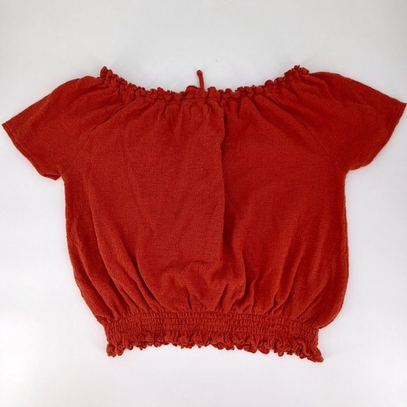 MADEWELL Sz S Frill Smock Textured Drawstring Top Round Neck Cotton Minimalism - Picture 6 of 15